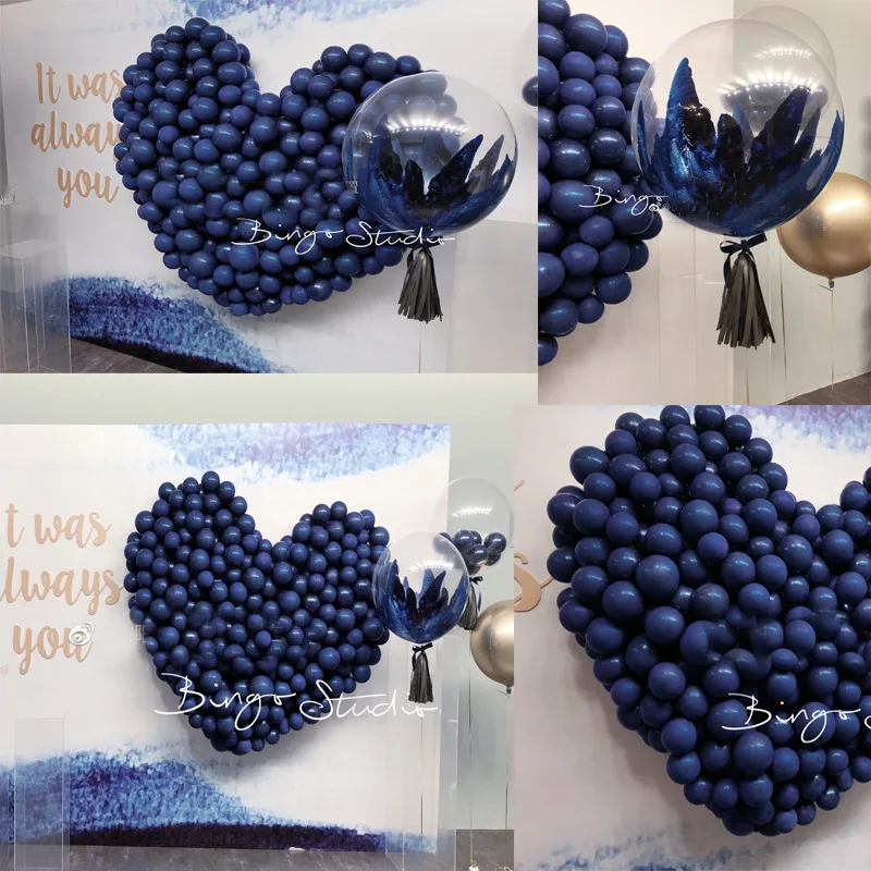 100PCS 12 Inch 3.2 Gram Star Blue Ink balloons Matt black blue Latex Balloon Birthday Party Wedding Wall Decoration | Дом и сад