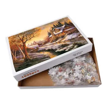 

log cabin Paper Puzzle 1000 Pieces,Puzzles for Adults & Kid's Challenge Jigsaw Puzzle Landscape,Educational Landscape Puzzles Ga