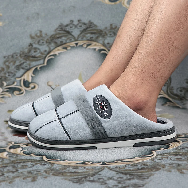 

Superstar Striped House Slippers Man Plus Size 45-47 Solid Comfy Winter Slippers Men TPR Plush Soft Slippers Male