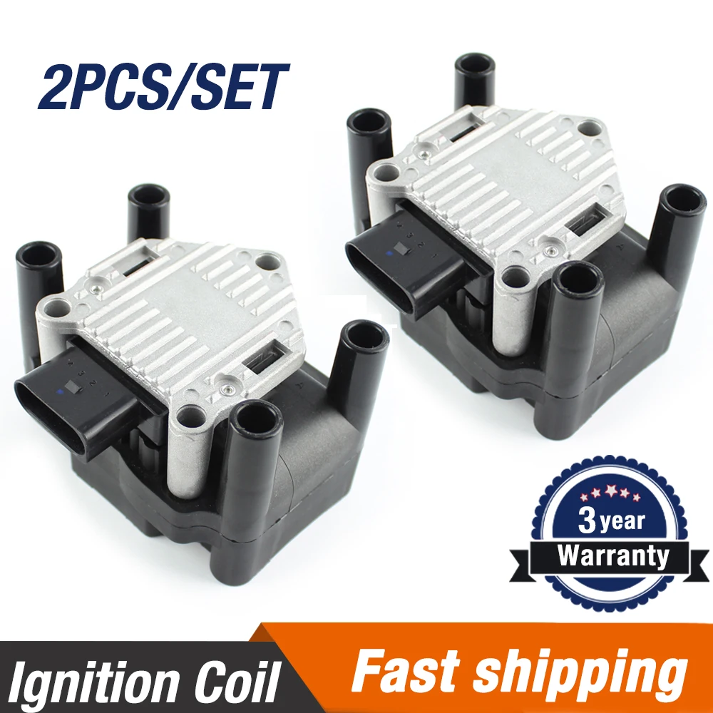 2PCS Ignition Coil For VW Beetle Golf Jetta L4 2.0 1998 2001 AUDI A2 A3