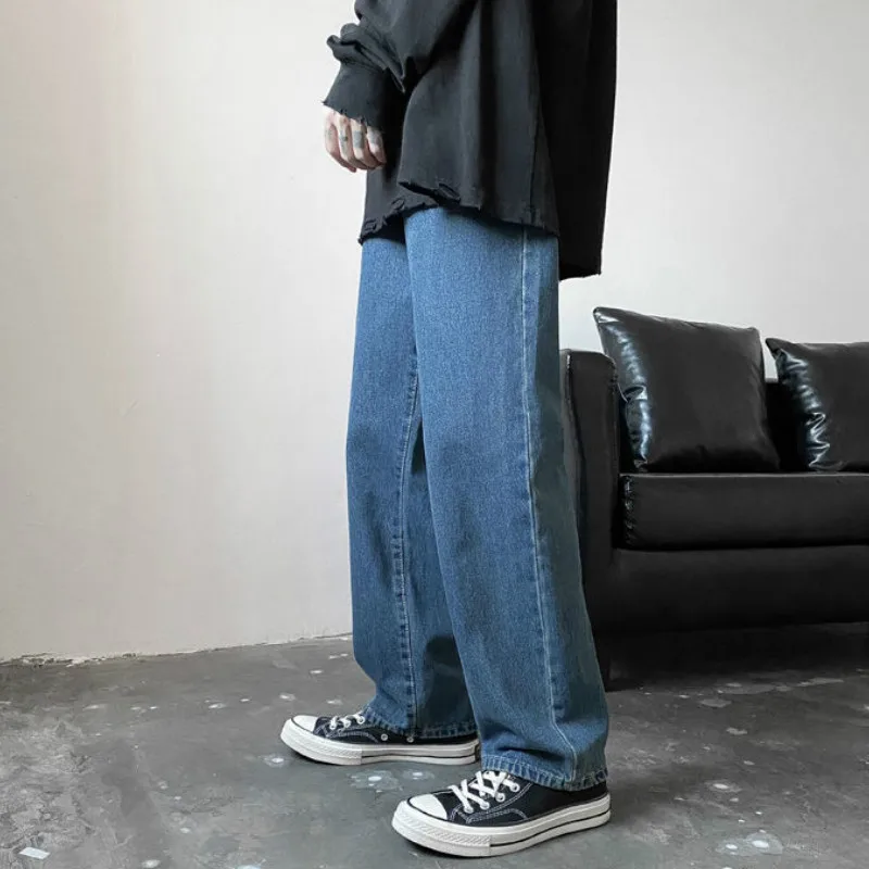 Men Jeans Mens Jeans Jeans Trousers Denim Trousers Men Jeans Autumn Male Trousers Cozy Breathable Retro Loose All-match Korean Trendy Streetwear Students Ulzzang Chic Wide Leg 3XL