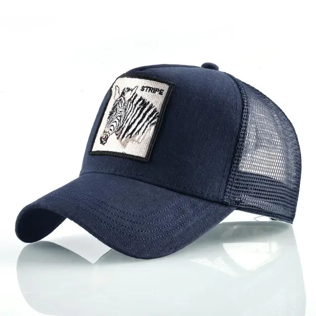 Fashion Animals Embroidery Baseball Caps Men Women Snapback Hip Hop Hat Summer Breathable Mesh Sun Gorras Unisex Streetwear Bone Blue Zebra