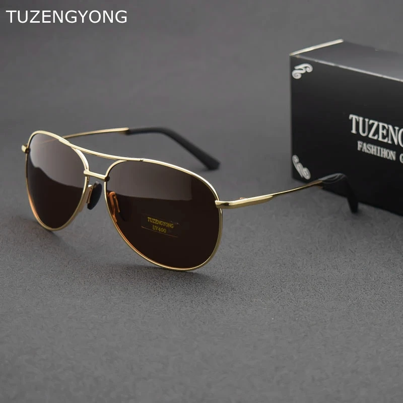 TUZENGYONG 2023 Brand Alloy Men's Sunglasses Polarized UV400 Lens Sun Glasses  For Men  Pilot Eyewear Oculos de sol High_voghion.com