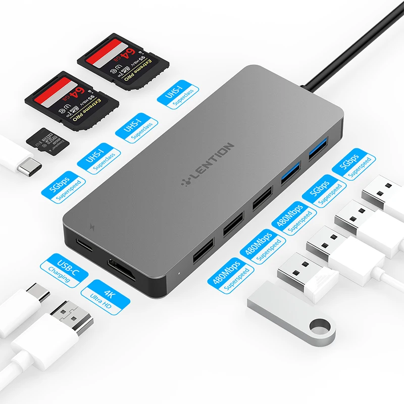Сетевой концентратор Lention переходная док станция USB Type C 3.0 HDMI разветвитель для 2020