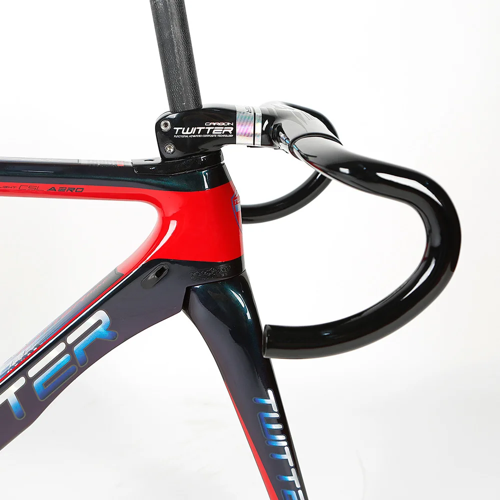 Twitter T10pro-discolor дорожный велосипед углеродная велосипедная Рама изгиб руль 4 в 1 700c рама углеродная 44*54 круглая гарнитура BB92