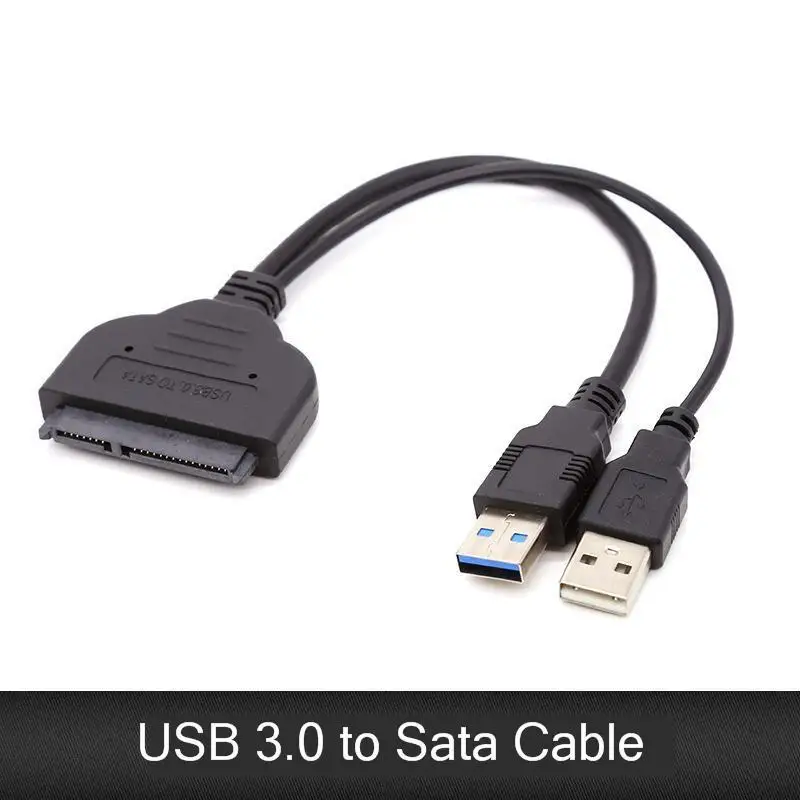 

Dual USB 3.0 SATA Cable 22 Pin Sata to USB Adapter Up to 5 Gbps Support 2.5 Inches External SSD HDD Hard Drive Adapter Cable