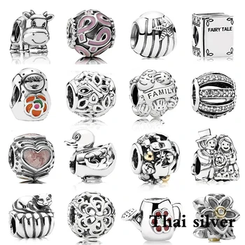 

2019 NEW Thai Silver Retro Cow Butterfly Blooming Garden Watering Can Book Cat Beaded Charm Collection Original Limited Edition