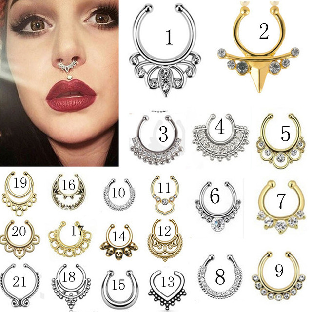 Pcs Stainless Steel Fake Nose Ring Clip On Septum Piercing Faux Hoop Indian Nose Ring Pircing Nose Punk Body Piercing Jewelry