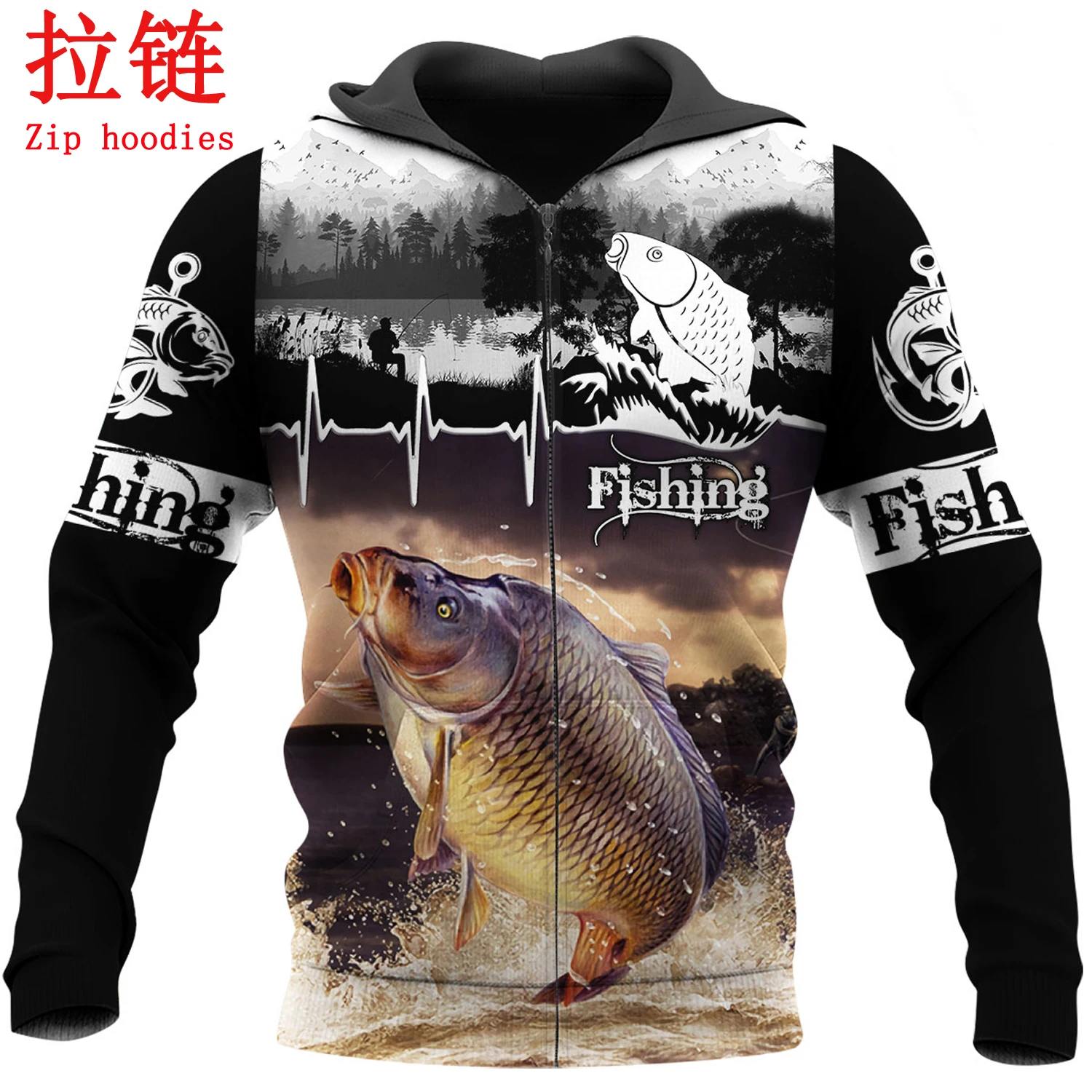 Fashion Animal hoodies Carp Fishing 3D All over Printed Sweatshirt Hoodie  Harajuku Streetwear Unisex Casual Tracksuit DW0126