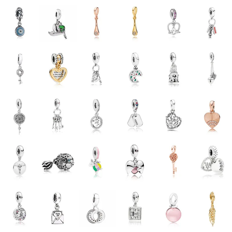 

Pure 925 Sterling Silver Pendant Painted Rose Pink Fish Charm Fit Original Pandora Bracelet For Women DIY Jewelry Pendants