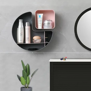 

Geometric Creative Wall-mounted Storage Rack Punch-free Toilet Rack Bedroom Living Room Storage Multifunctional Combination Rack