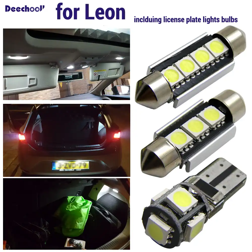 16pcs Canbus Led Car Interior Overhead Map Dome Light Kit License Plate Lamp Bulb For Seat For Leon 1 2 3 Mk1 Mk2 Mk3 1m 1p 5f