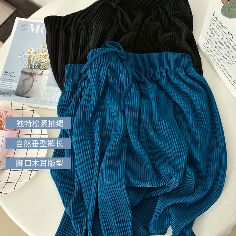 

Underwear Paper Sheet People Viscose Chiffon Pleated Loose Pants Sub-Short High-waisted Summer New Style Casual Slim Fit