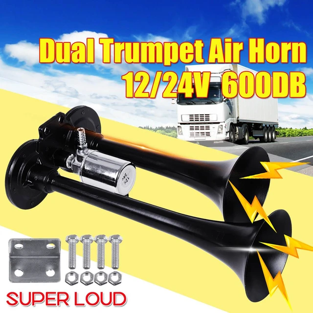 Universal 600DB Laut Auto Air Horn Zug Auto Lkw Boot Dual Air Horn Trompete  Super Laut Für Auto Sound Signal 12V/24V - AliExpress