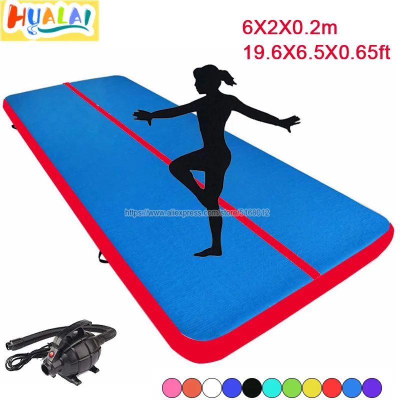 

inflatable air track gymnastics Tumble floor tumbling mat home Yoga gym taekwondo Cheerleading Beach air pump PVC DWF 6X2X0.2m