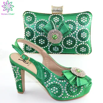 

Nice Italian Matching Shoes And Bag Set African Style Ladies green Shoes And Bag To Match For Wedding Dress
