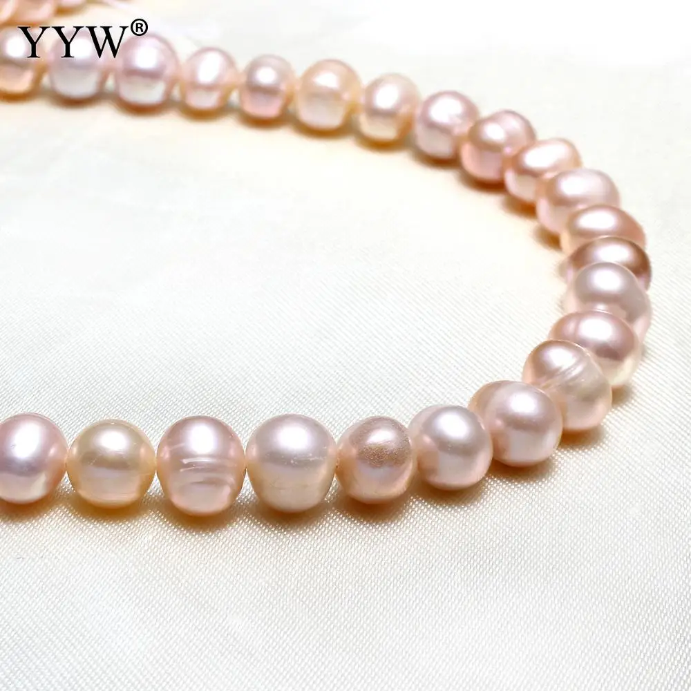 8-9mm Grade AAA Pink White Pearl Beads Round Potato Freshwater Pearls Bead Jewelry Making Beads Pearls Hole 0.8mm