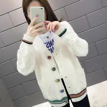 SHENGPALAE свитеры для женщин Новое поступление вязаные кардиганы с длинным рукавом V воротник пэчворк Свободный корейский женский свитер FU085