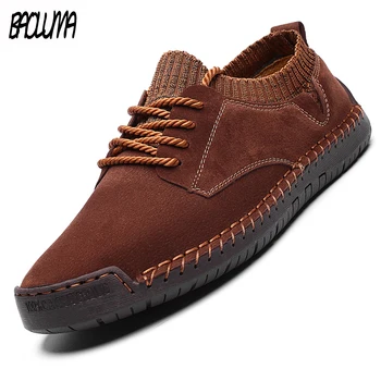 

New Men's Casual Shoes Suede Leather Mens Shoes Handmade Mens Style Shoes Brand Fashion Lace-up Man Formal Dresses Shoe Size 48