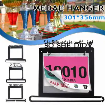 

Marathons Medal Hanger Medal Holder Display Rack Metal Steel Holder Running Swim Gym Sport Medals Gift+Bib Holder 30-45 Medals