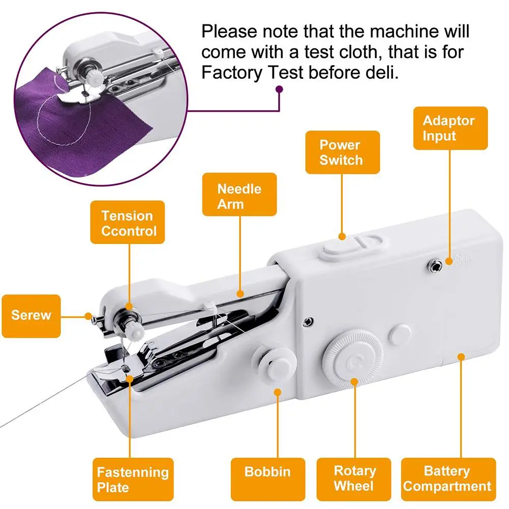 Handheld Mini Sewing Machine Portable Household Cordless Electric Stitch Tool for Quick Repairs DIY Home Travel Stitching