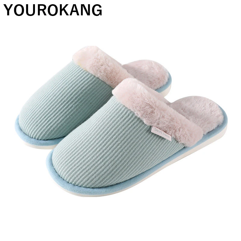 Winter Slippers Men Warm Plush Shoes Indoor Male Home Slippers With Fur Unisex Bedroom Floor Flip Flops For Lovers Non-slip