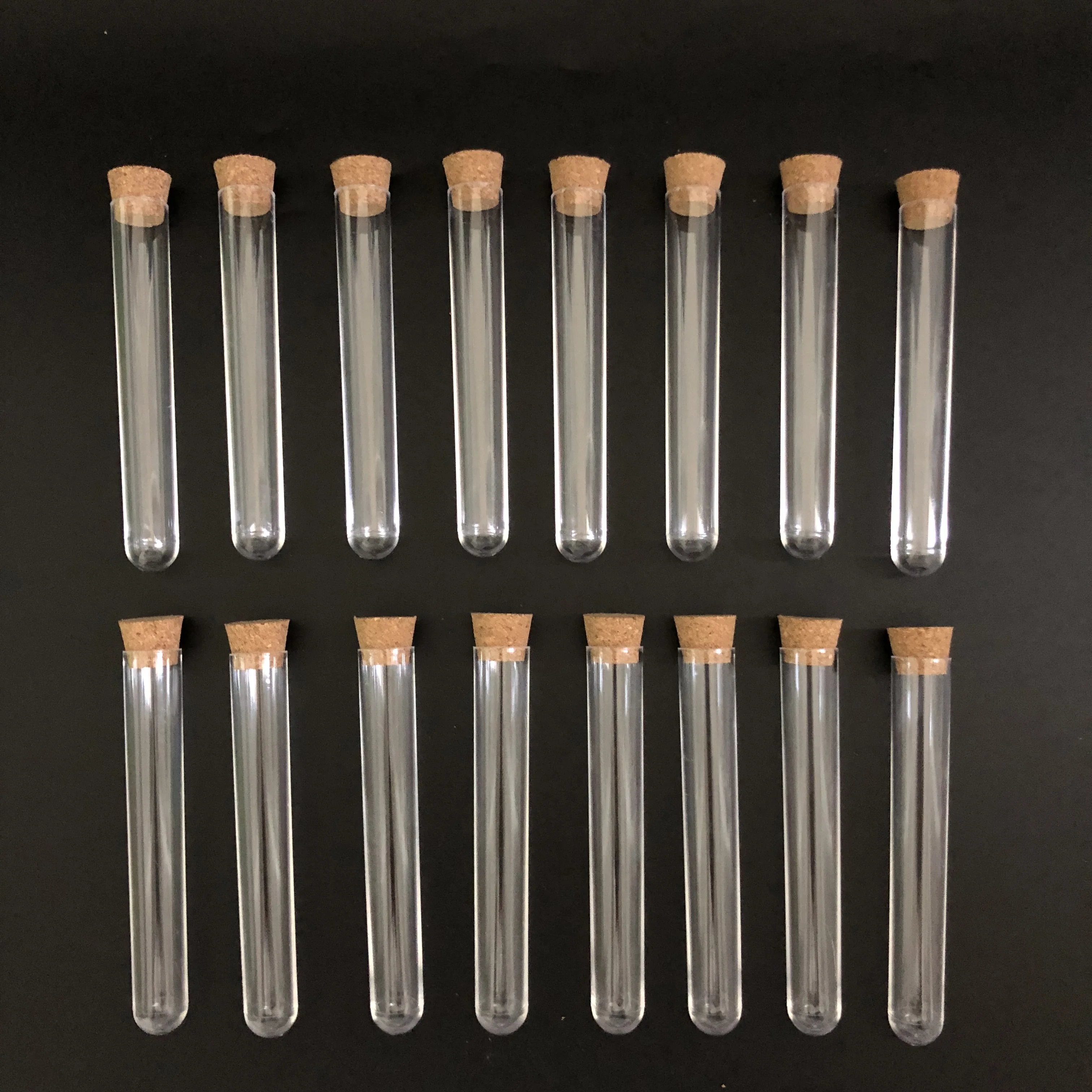 

10pcs 15x100mm Clear Plastic test tubes with corks Plastic laboratory test round tube plug lab Transparent plastic tubes vial