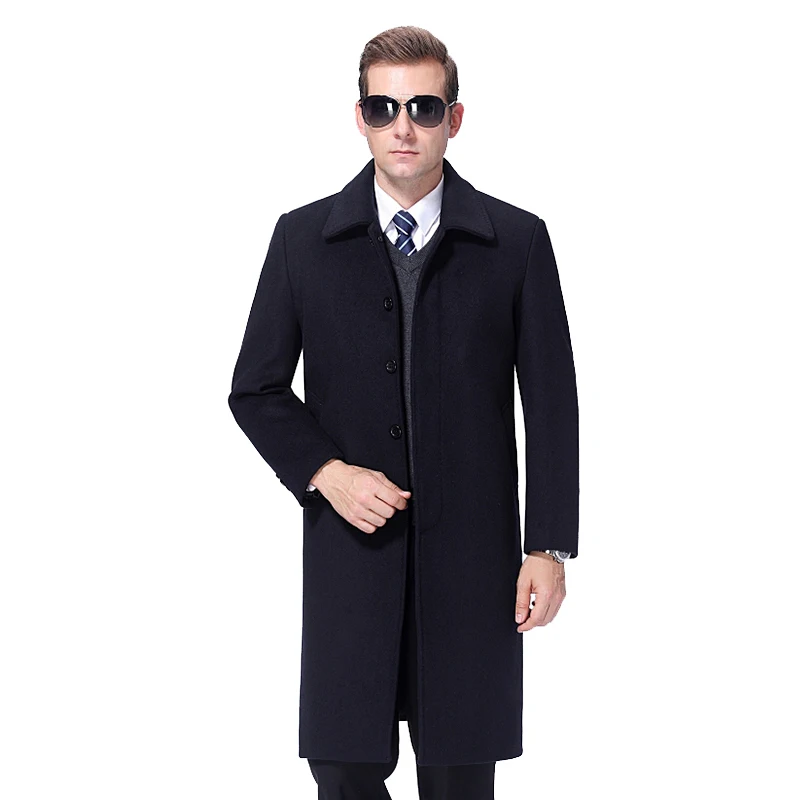 2020 Men Woolen Coat Winter Long Coat Men Cashmere Coat Mens Peacoat ...