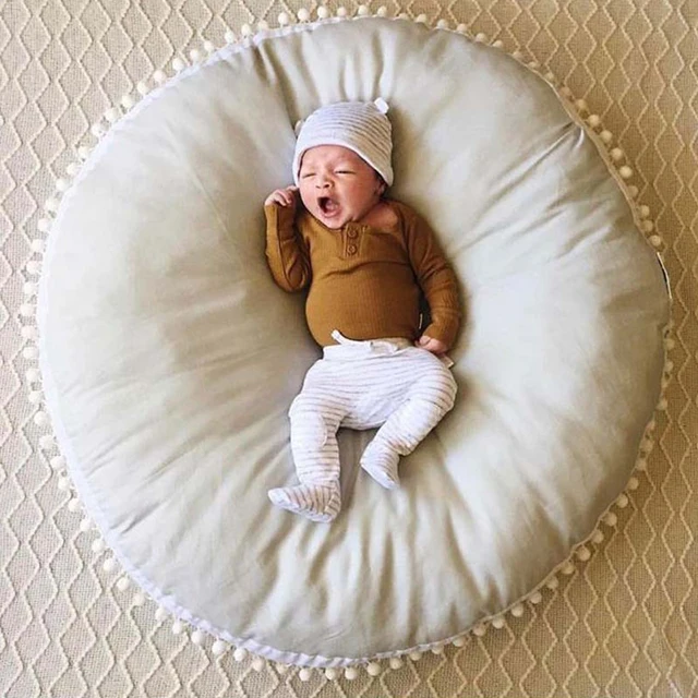 New 90CM Round Cushion Pad Home Decor Seat Cushion Kids Pillow Stuffed Thick Cotton Play Pad Crwaling Mat Carpet Floor Rug Baby 1
