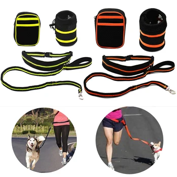

Pet Dog Cat Running Jogging Padded Waist Belt Reflective Strip Elastic Leash Perfect Walking Training Dog Leash Set Hands Free