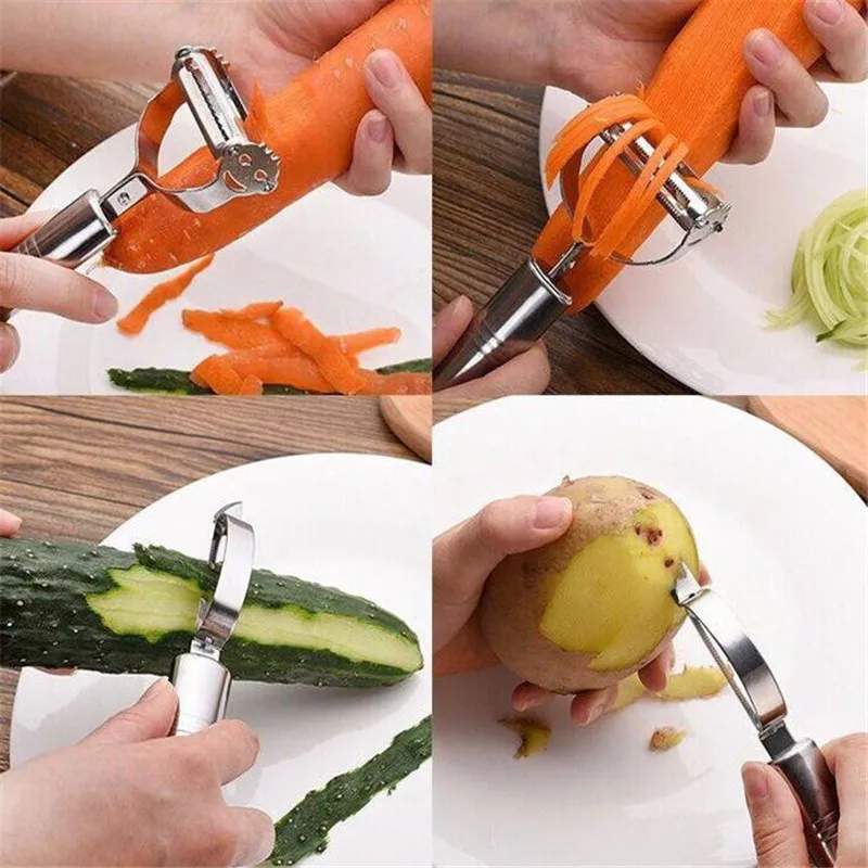3 шт., терка для овощей из нержавеющей стали, многофункциональная Овощечистка для фруктов, Овощечистка, слайсер, картофелечистка, кухонные аксессуары