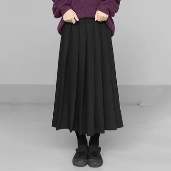 

High Elastic Waist Black Brief Pleated Split Temperament Half-body Skirt Women Fashion Tide New Spring Autumn 2020 V565