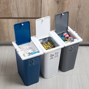 

Can be connected to wet and dry classification trash can garbage bin home living room bathroom with lid large trash can mx917104
