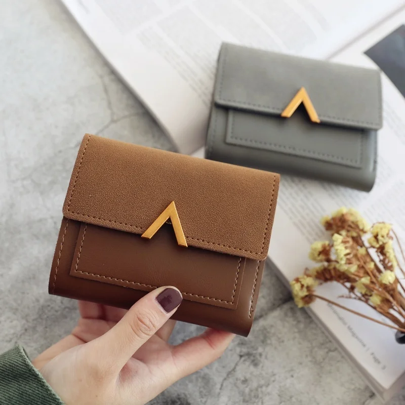 

Mini Women Wallets Matte Leather Credit Card Holder Simple Sequined Design Sense Multify Hasp Soft Cute Portable Square Purses