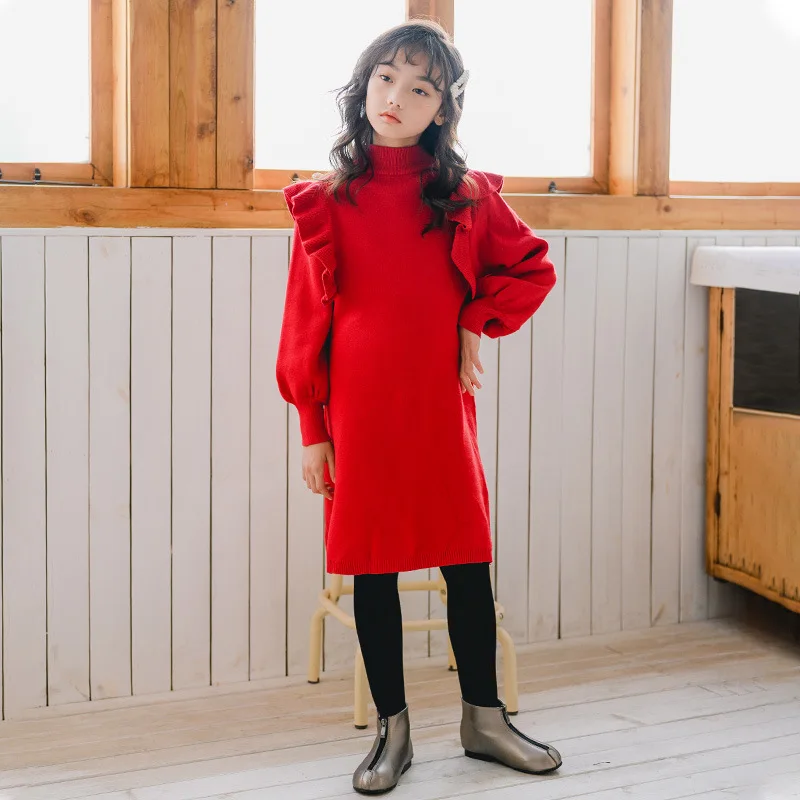 

new fashion Girls Sweater dress 2019 autumn and Winter Princess Dress for baby girls thicken warm kids dress for girls,