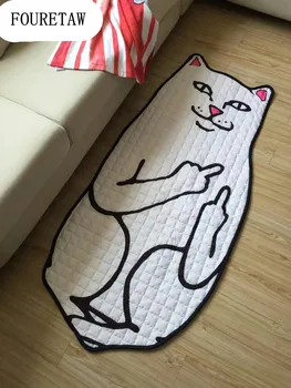 

FOURETAW 1 Piece Creative Cute Animal Tiger Cat Living Room Bedroom Table Rug Anit-slip Home Floor Picnic Cotton Round Carpet