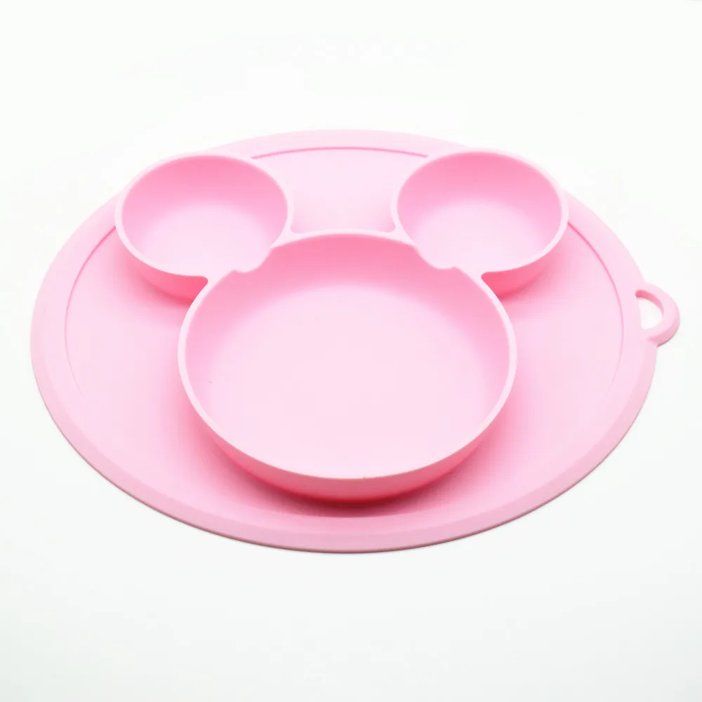Детская безопасная силиконовая обеденная тарелка, милая мультяшная детская посуда, присоска, тренировочная посуда для малышей, миски для кормления детей