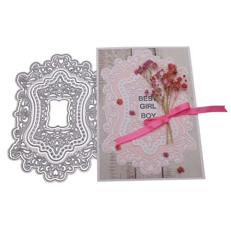 Hollow Invitation Lace Metal Cutting Dies Greeting Card Stencil DIY Scrapbooking Album Stamp Paper Card Embossing Decor Craft
