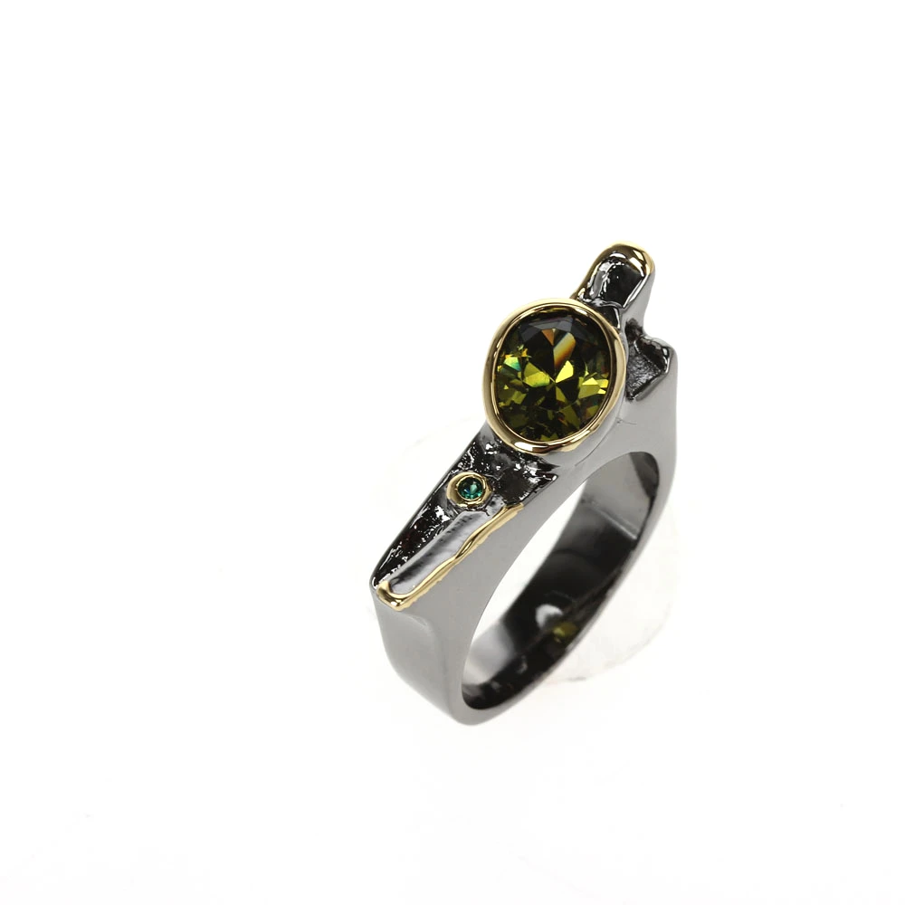 DreamCarnival1989 преувеличенное индивидуальное кольцо с кубическим цирконием для женщин обручальное кольцо с драгоценным камнем черно-Золотое готическое кольцо WA11778