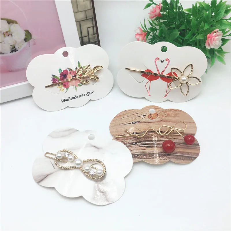 

20 Pcs Paper Vomen Hair Accessory Hairpin Packing Cards Hair Clip Displays Card 6.5*9cm Paper Jewelry Hang Price Tag Cards