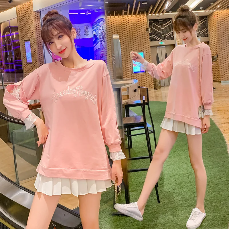 

2019 Maternity Clothes Autumn Long-sleeved T-shirt Korean-style Base Shirt Mid-length Fashion Maternity Top
