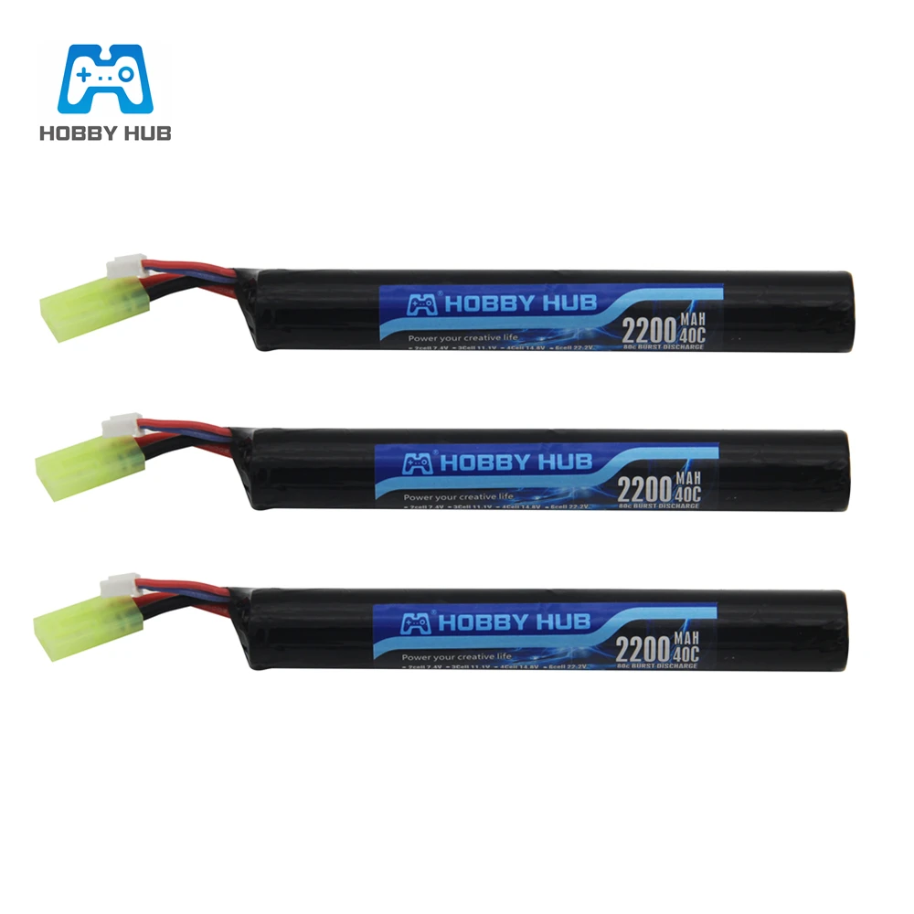 Hobby Hub Lipo power battery Airsoft gub battery 7,4 V 2200MAH 40C AKKU Mini Airsoft игрушечный пистолет 7,4 V 2200mAh батарея модель частей - Цвет: 3pcs battery