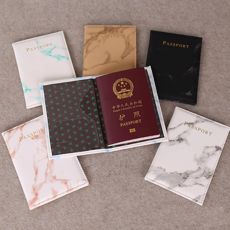 Vintage Marble Passport Holder ID Cover Travel Accessories Portable Bank Card Passport Women Men Business PU Leather Wallet Case