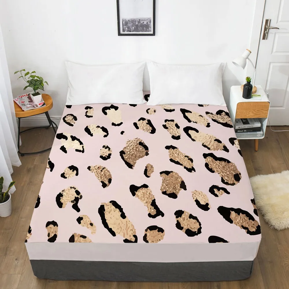 

(New On Product)1pc 100%Polyester Pink Spots Solid Fitted Sheet Mattress Cover Four Corners With Elastic Band Bed Sheet