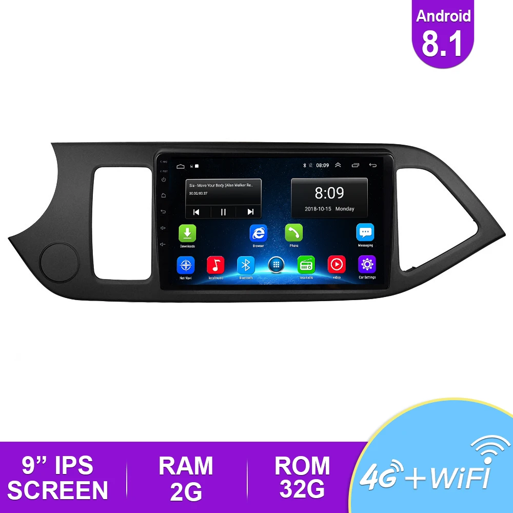 

2Din Android 8.1 Car Radio For 2011 2012 2013 2014 KIA PICANTO Morning GPS Multimedia Player Head Unit Wifi 4-Core DVD Player