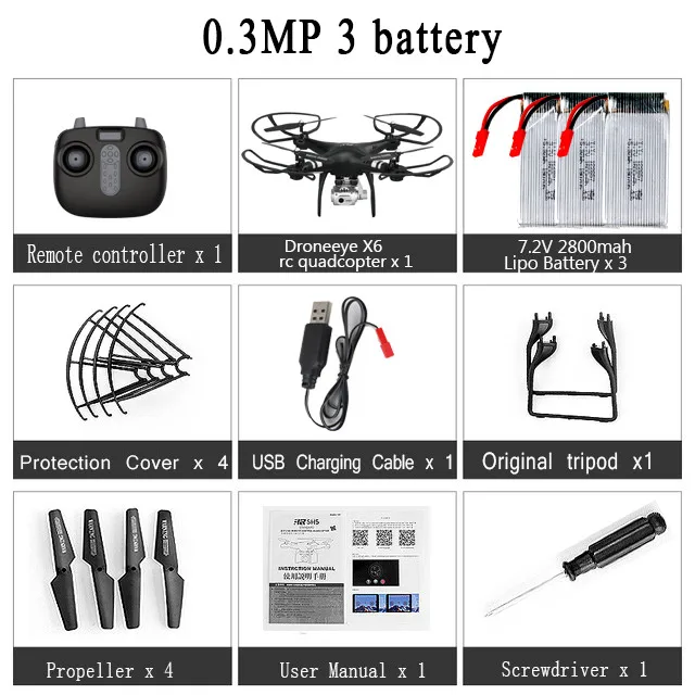 Black 0.3MP 3Battery Радиоуправляемый Дрон Квадрокоптер с 1080P Wifi FPV Вертолет камеры 20-25 мин Время полета Профессиональный Дрон 720p Квадрокоптер Дрон - Цвет: Black 0.3MP 3Battery