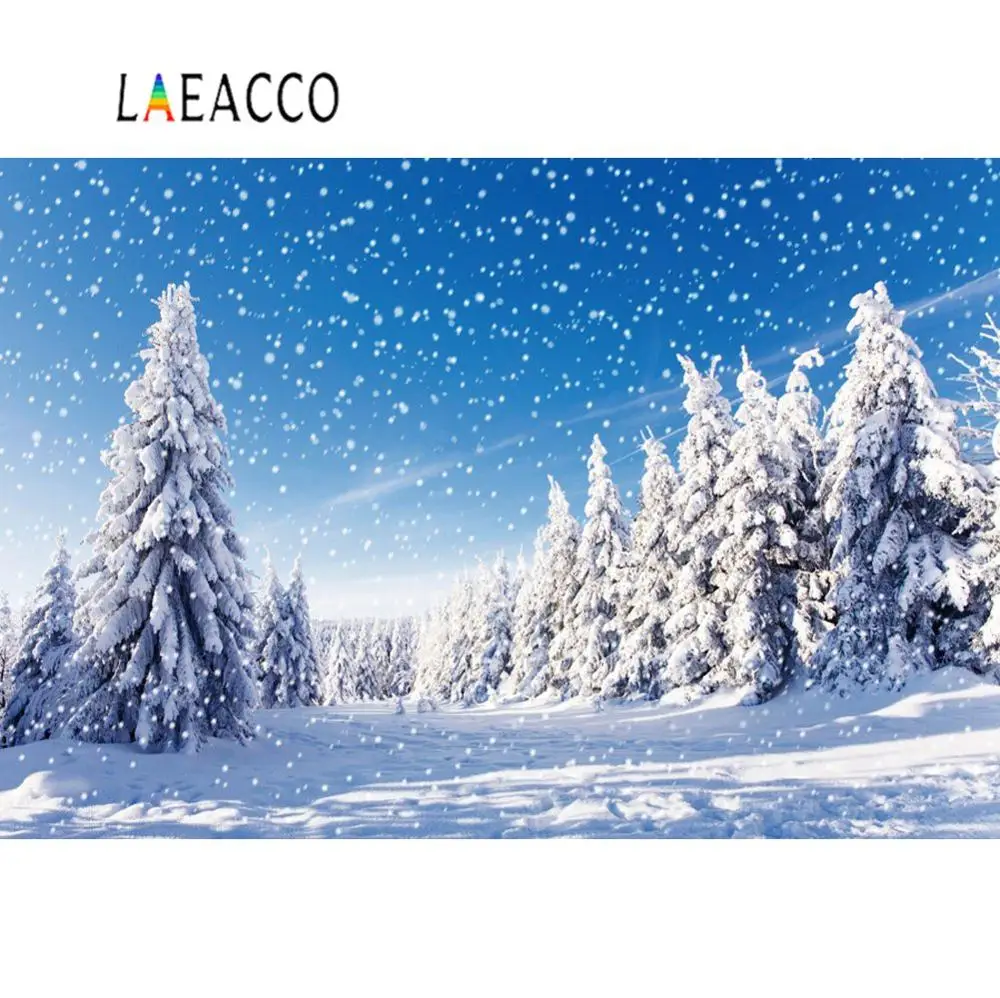 Laeacco фотография Фон зима сосновый лес снег Снежинка Природный живописный фото