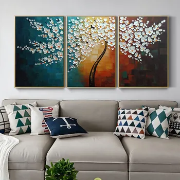

Pure hand-painted Oil Painting Decorative Painting The Living Room Sofa Backdrop Paintings Original Ideas Knife Painting Murals
