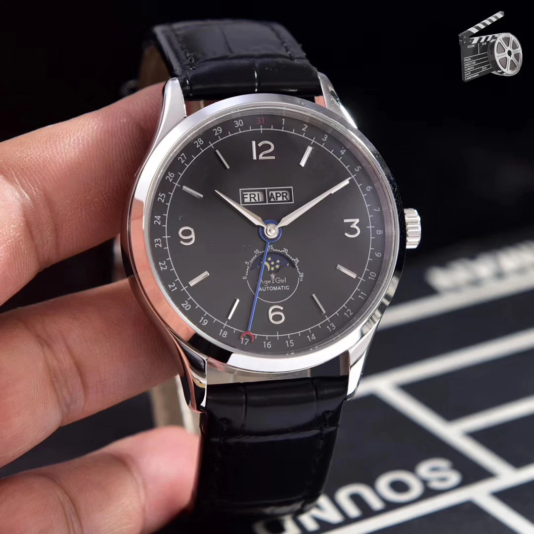 

Luxury Brand New Men Silver Gold Stainless Steel Automatic Mechanical Sapphire MoonPhase Daydate Black Brown Leather Watch AAA+