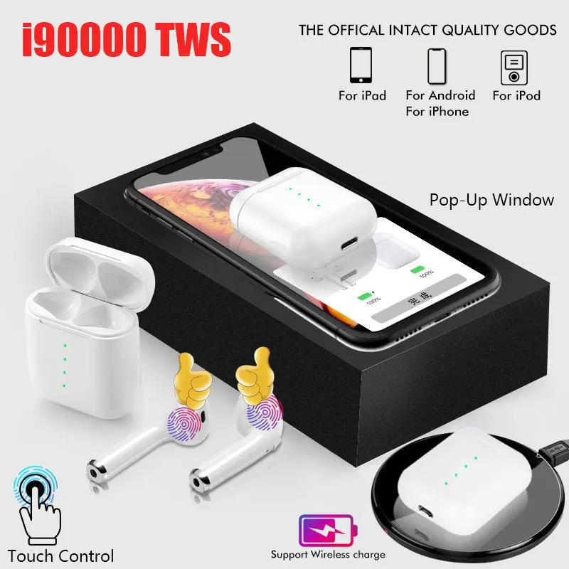 

i90000 TWS Bluetooth Earphone Wireless Charging Headset Touch Control Earbuds tws i90000 1:1 Open Lid Pop-Up Real Capacity New
